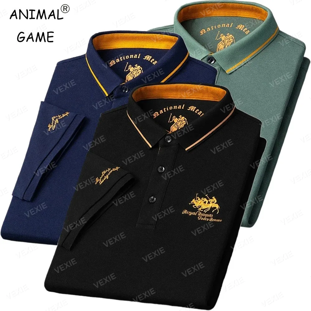 Camisa Polo Masculina Bordada Gola Listrada
